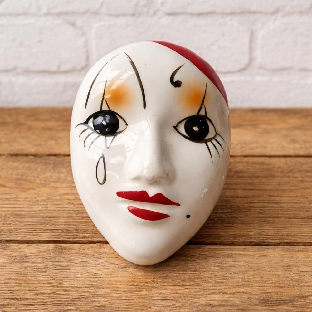 Vintage Porcelain Pierrot Clown Face Trinket Box 1980s Price Products